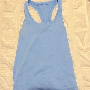 aero blue race length racer back tank top